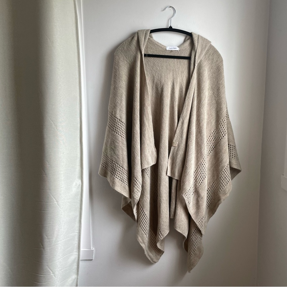 Calvin Klein Beige Poncho Open-front One Size Fits All - Picture 1 of 5